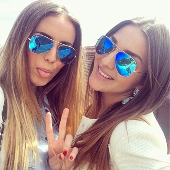 LIKE NEW RayBan Aviator RB3025 Blue Mirror Flash Lens Ray ban Sunglasses - Picture 13 of 16